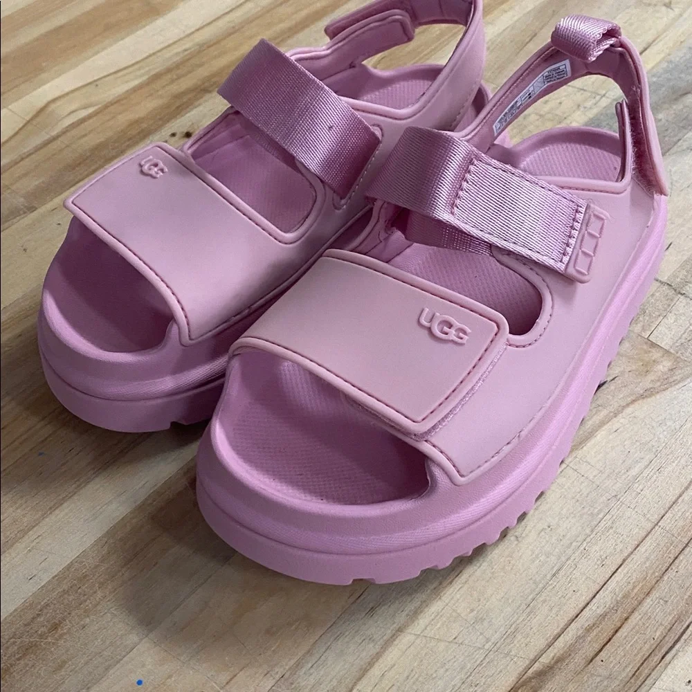 UGG Kids Bubblegum Pink Platform Hook-and-Loop Sandals
